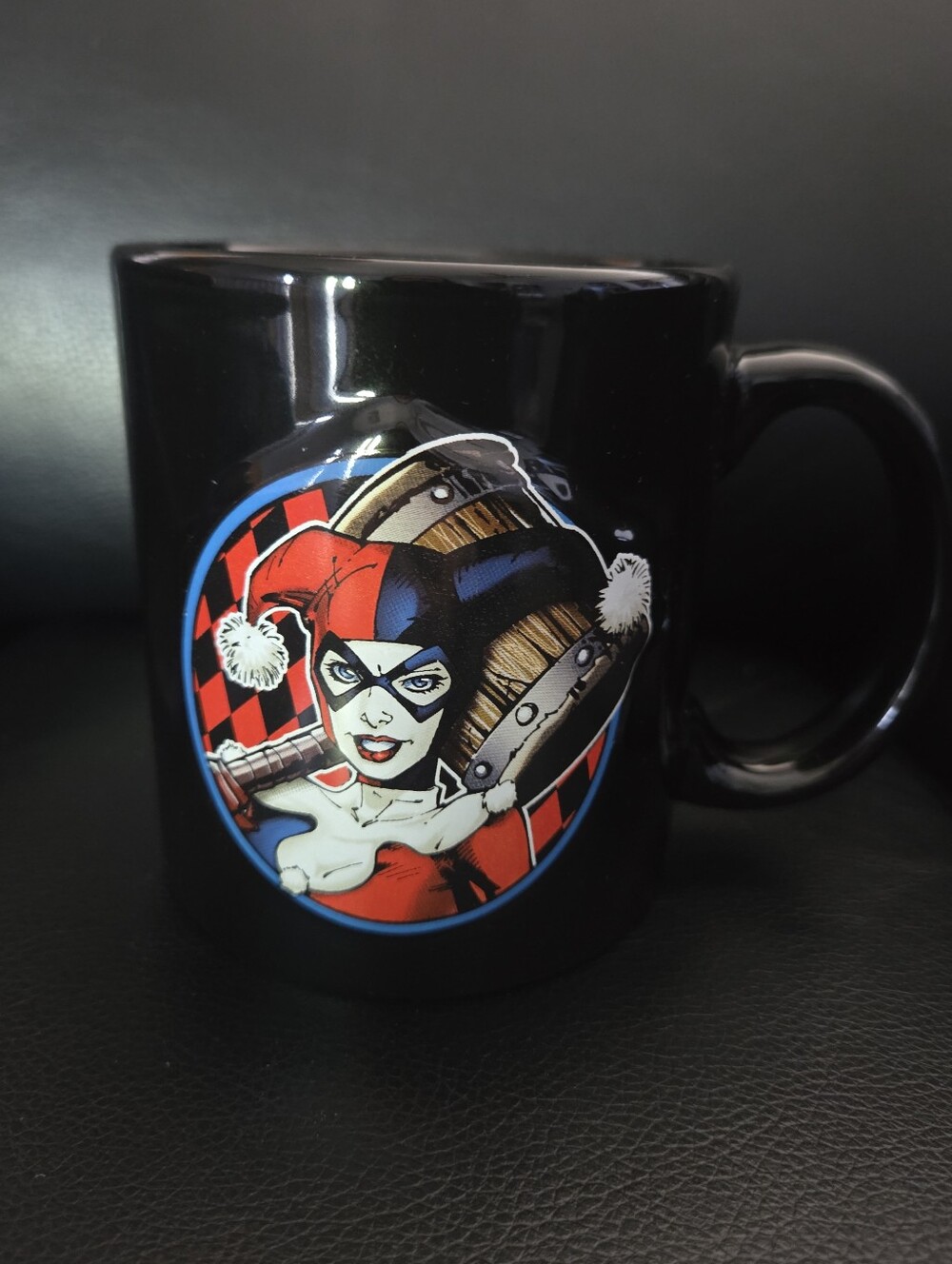 DC Black Harley Quinn Large Ceramic Coffee Mug - Comic Art Design